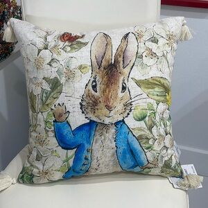 Beatrix Potter "Peter Rabbit" White/Blue/Green Decorative Throw Pillow